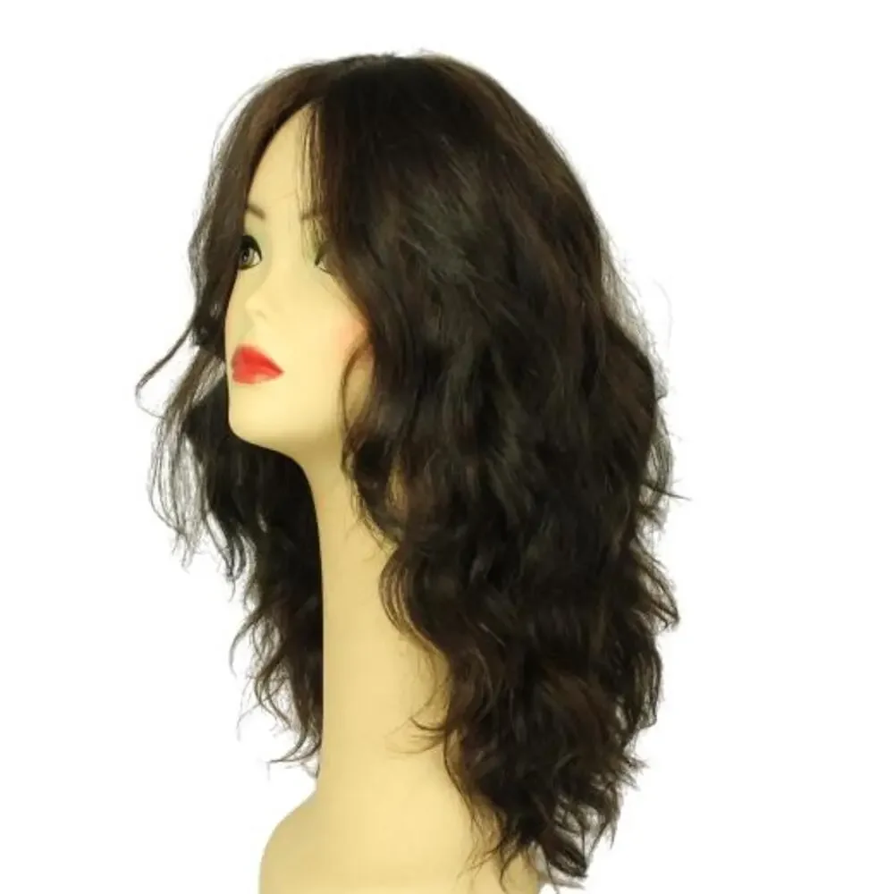Freeda Wigs Mimi Deep Dark Brown With Red Highlights Multi-Directional Skin Top